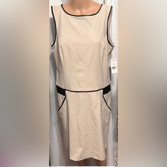 NWT Ralph Lauren Tan and Black Sheath Dress - 14 - Picture 2 of 7